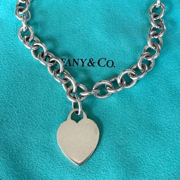 Tiffany & Co. .925 Engravable  Heart Tag Choker 16" - Picture 3 of 16
